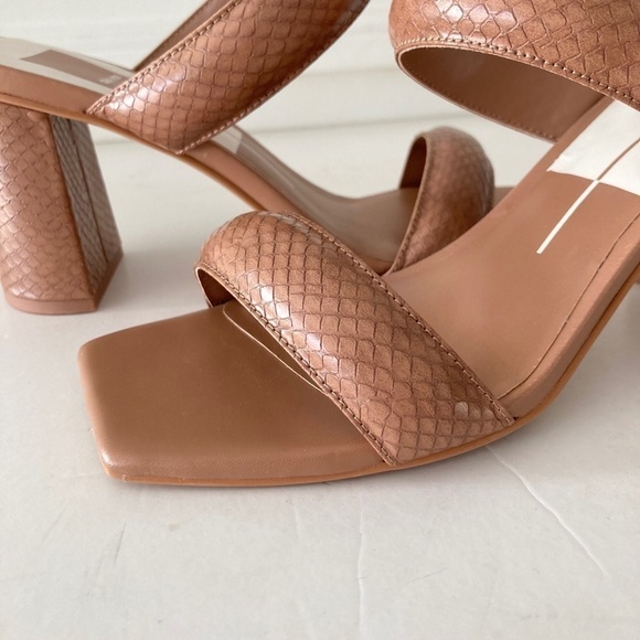 NWOT Dolce Vita Pascoe Square Toe Brown Snake Print Heels Sz 8.5 - Picture 2 of 7